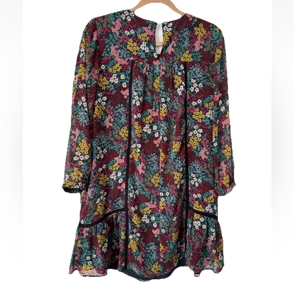Ann Taylor Loft Women's Multi-Colored Floral 3/4 Sleeve Mini Dress, Small, EUC